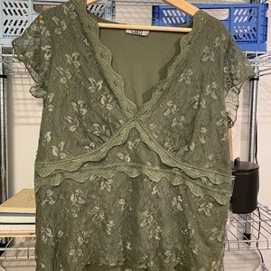 Y2K Vintage Green Stretchy Lace blouse/top